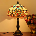 Lampe de table vintage HomeyFad en bronze avec dôme en vitrail.