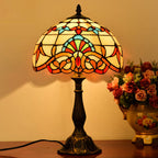 Lampe de table vintage HomeyFad en bronze avec dôme en vitrail.