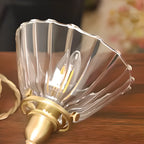 Suspension minimaliste conique en verre transparent et laiton