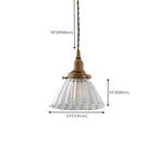 Suspension minimaliste conique en verre transparent et laiton