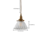 Suspension minimaliste conique en verre transparent et laiton