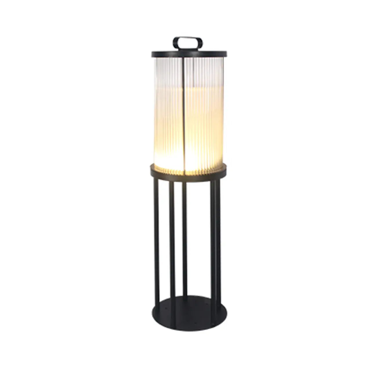 Lampe cylindrique en verre clair à grain vertical pour poteau