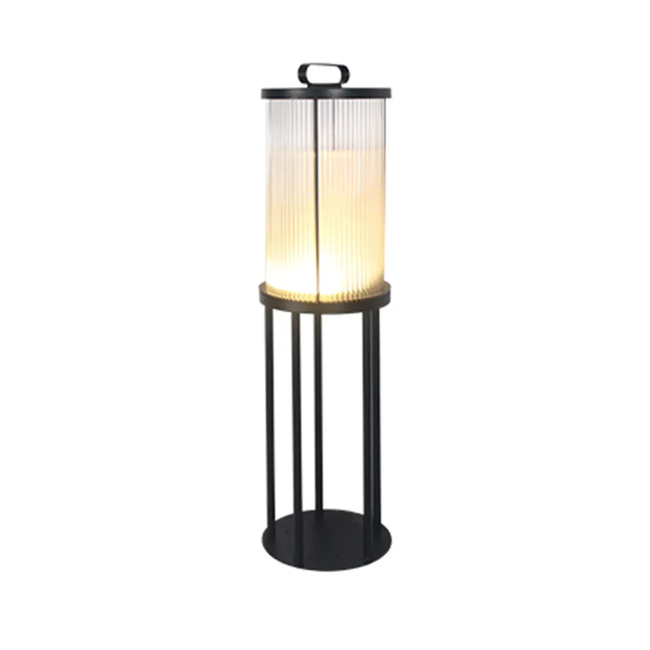 Lampe cylindrique en verre clair à grain vertical pour poteau