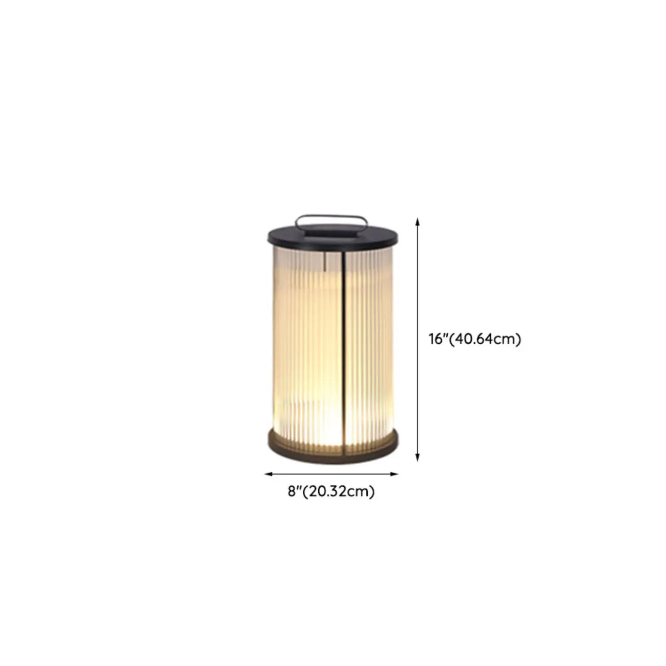 Lampe cylindrique en verre clair à grain vertical pour poteau