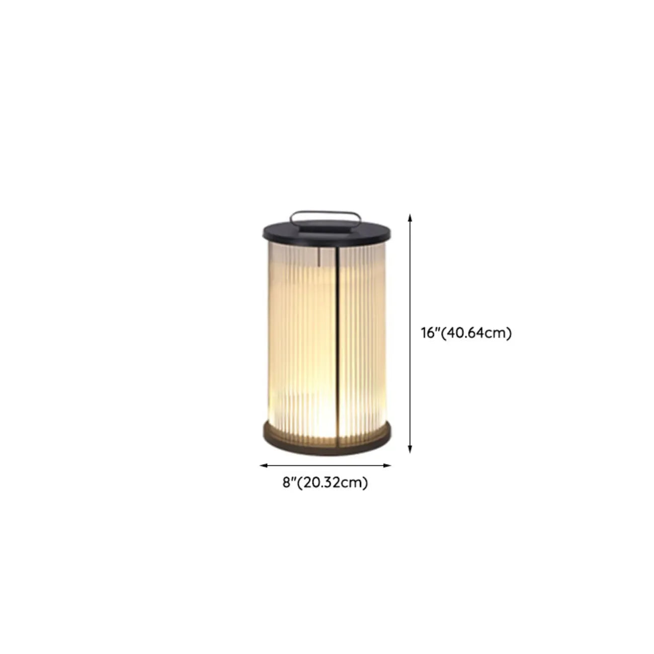 Lampe cylindrique en verre clair à grain vertical pour poteau