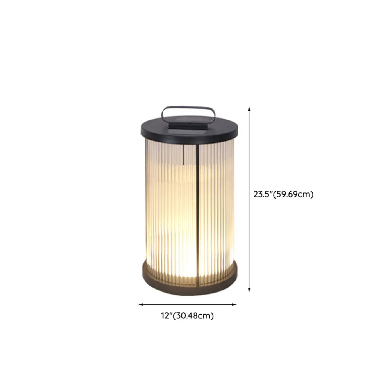 Lampe cylindrique en verre clair à grain vertical pour poteau