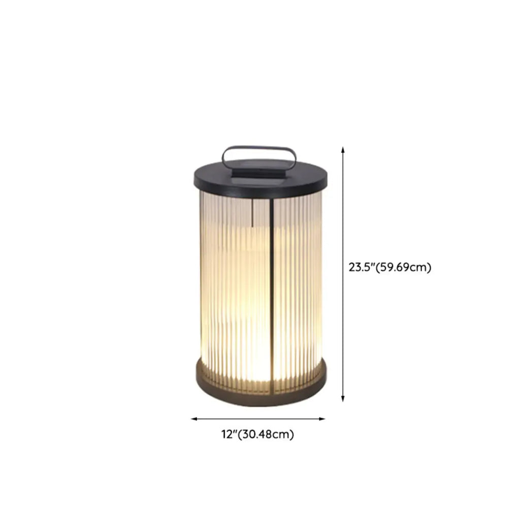 Lampe cylindrique en verre clair à grain vertical pour poteau