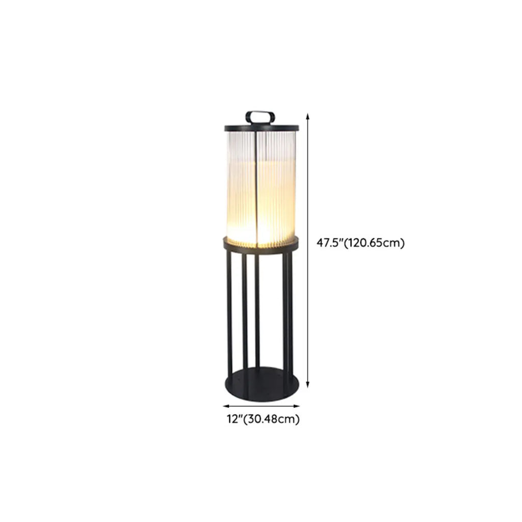 Lampe cylindrique en verre clair à grain vertical pour poteau