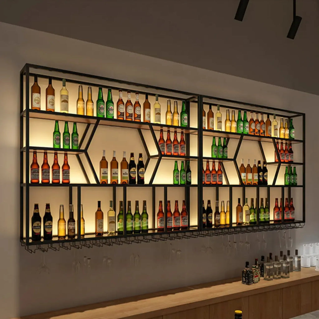 Casier à vin mural moderne en métal noir à grille