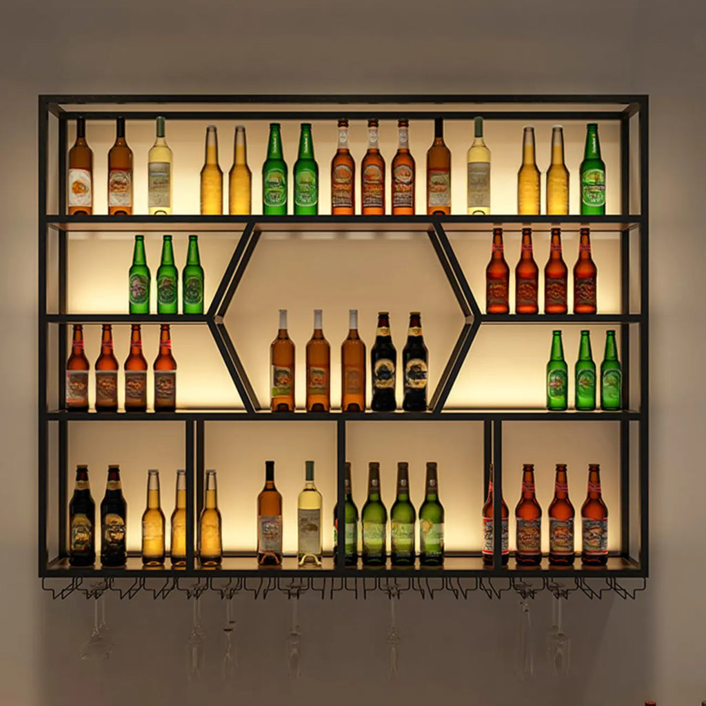 Casier à vin mural moderne en métal noir à grille