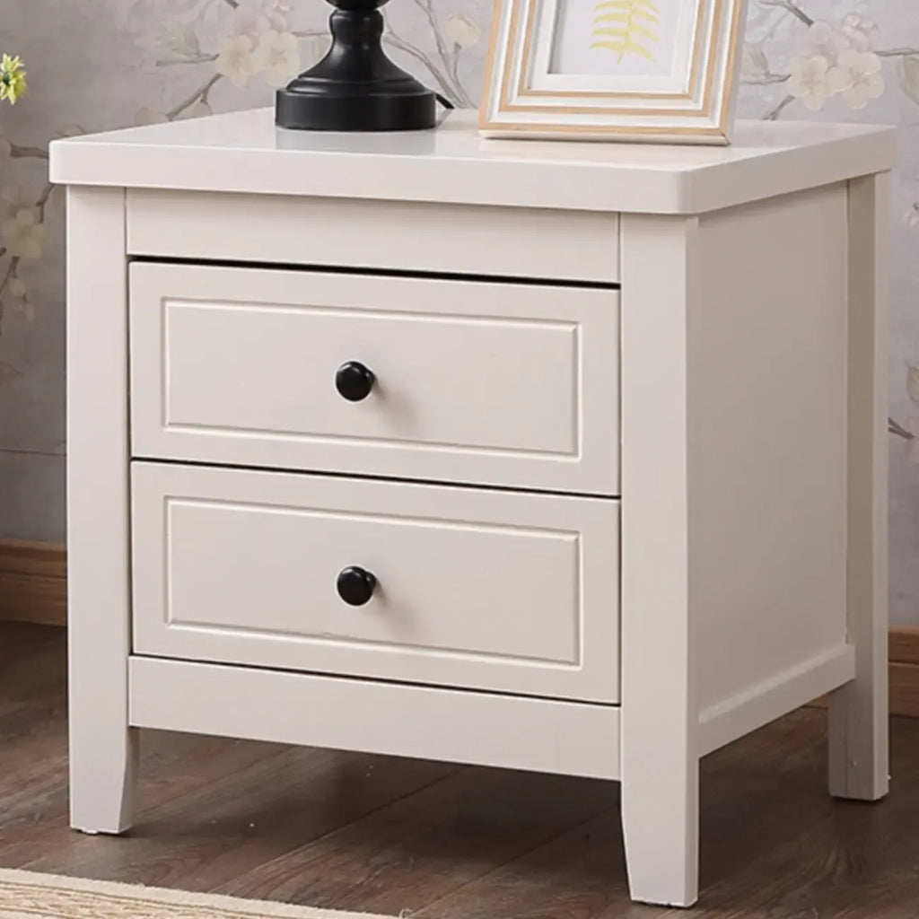 Comodino Grigio Antico a 2 Cassetti in Legno