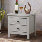 Comodino Grigio Antico a 2 Cassetti in Legno