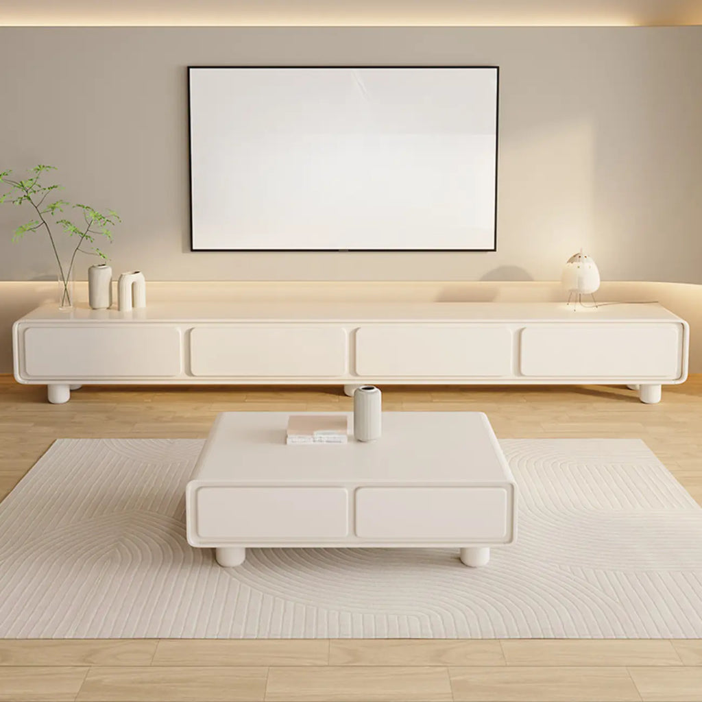 Mobile TV rettangolare bianco in legno con cassetto per soggiorno - 63 pollici