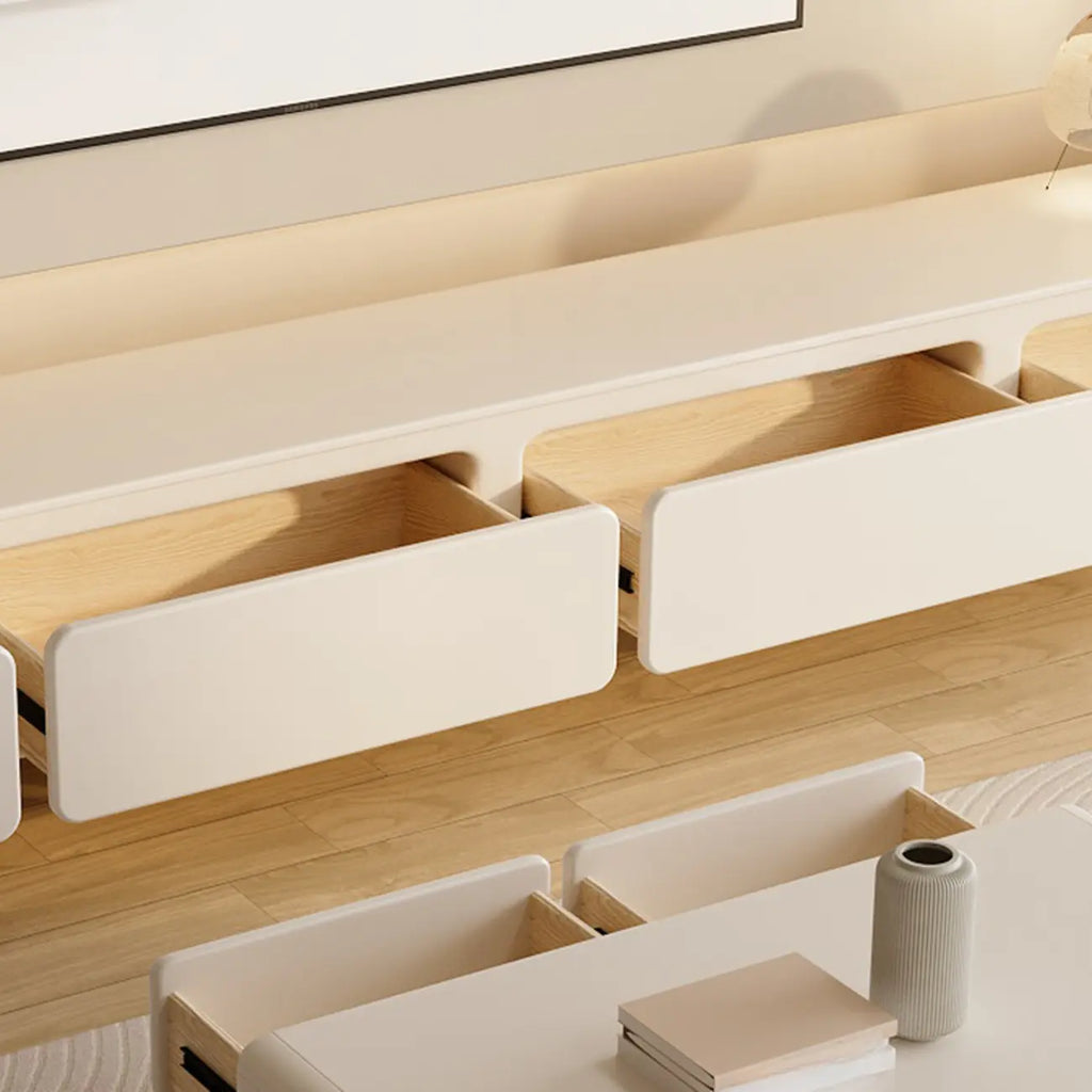 Mobile TV rettangolare bianco in legno con cassetto per soggiorno - 63 pollici