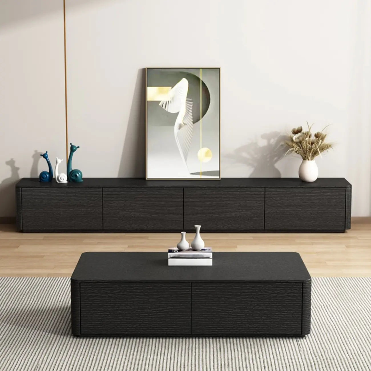 Mobile TV 79 Black Wood con cassetto e gestione cavi a lunga durata