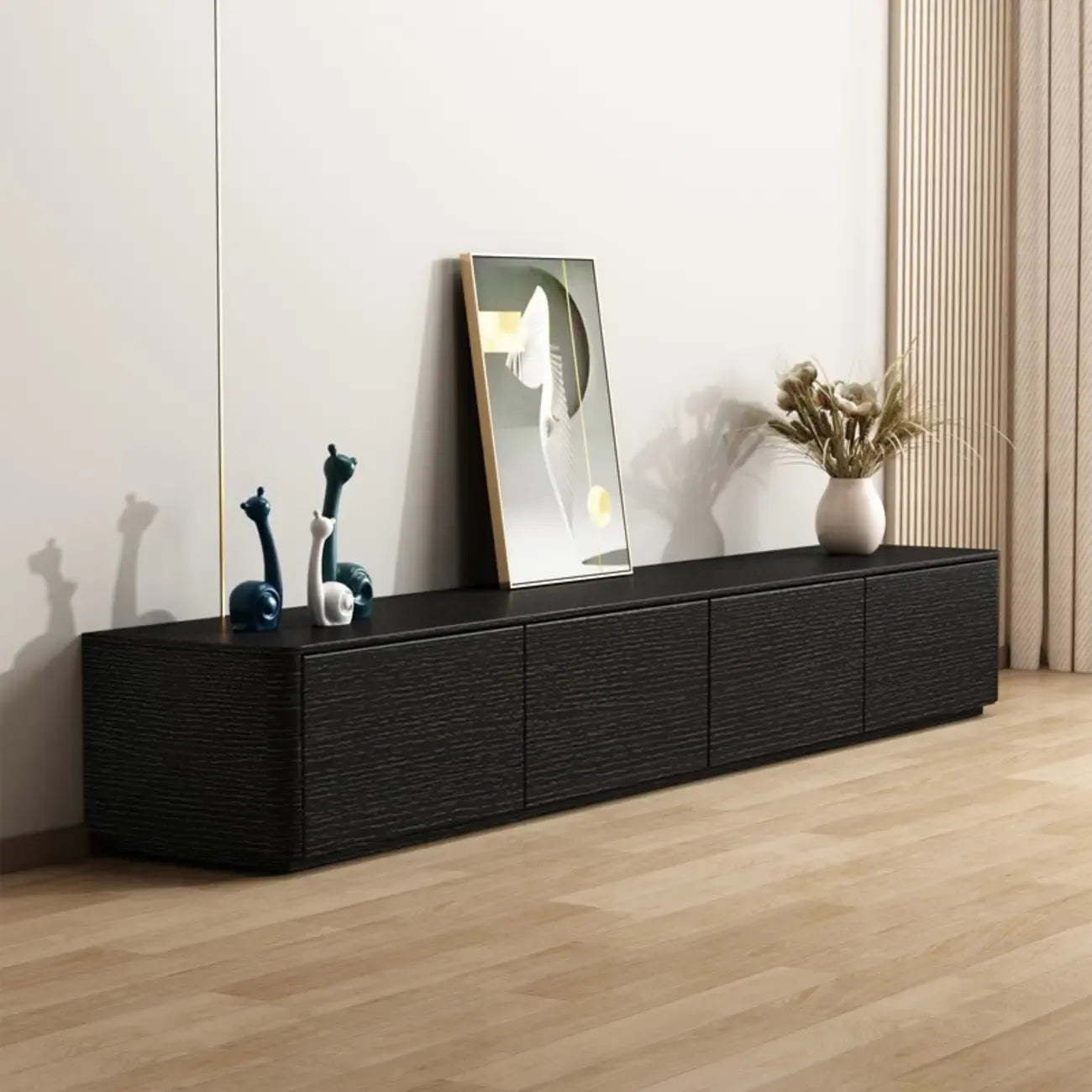 Mobile TV 79 Black Wood con cassetto e gestione cavi a lunga durata