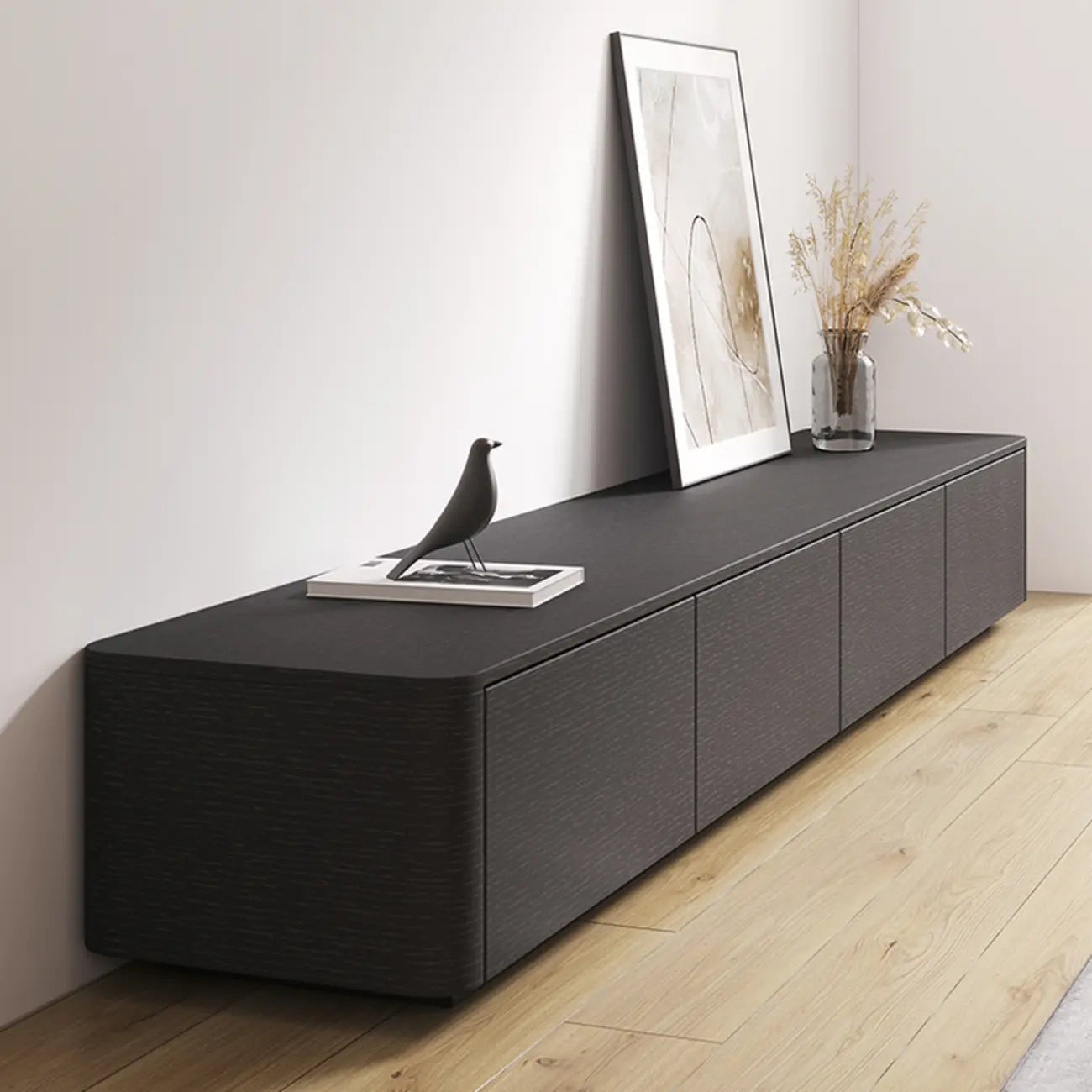 Mobile TV 79 Black Wood con cassetto e gestione cavi a lunga durata