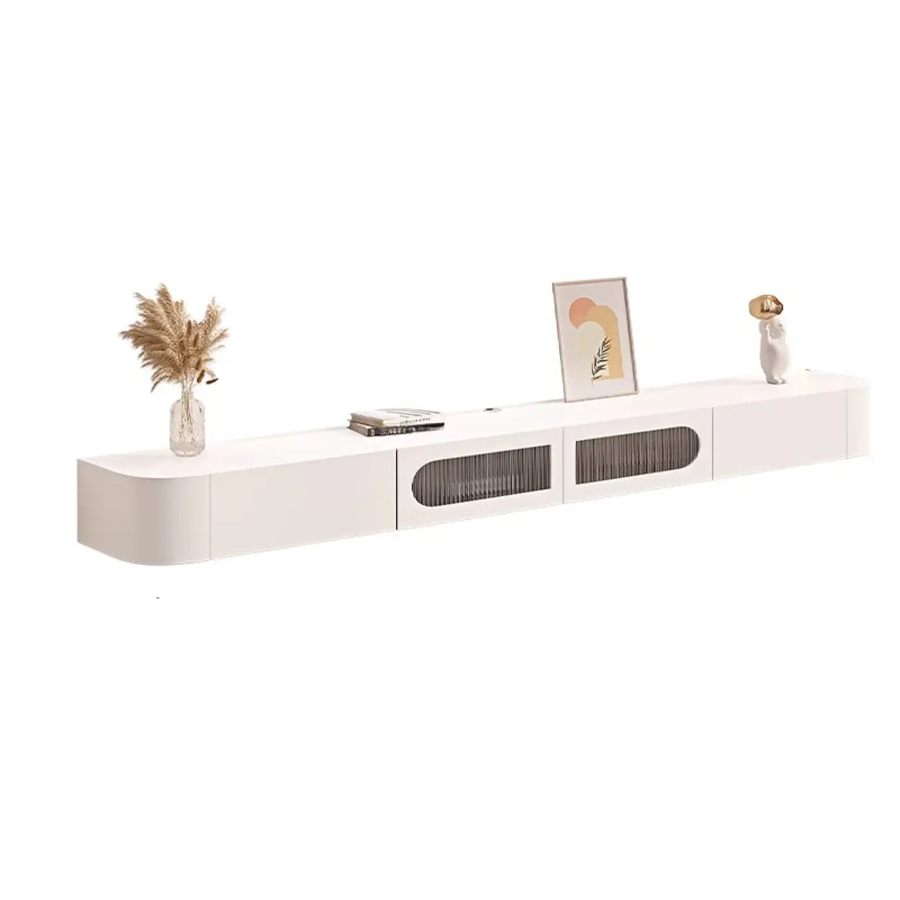 Mobile TV sospeso 55" in gomma bianca con gestione cavi