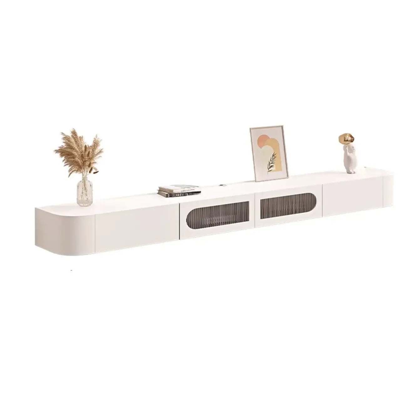Mobile TV sospeso 55" in gomma bianca con gestione cavi