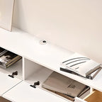 Mobile TV sospeso 55" in gomma bianca con gestione cavi
