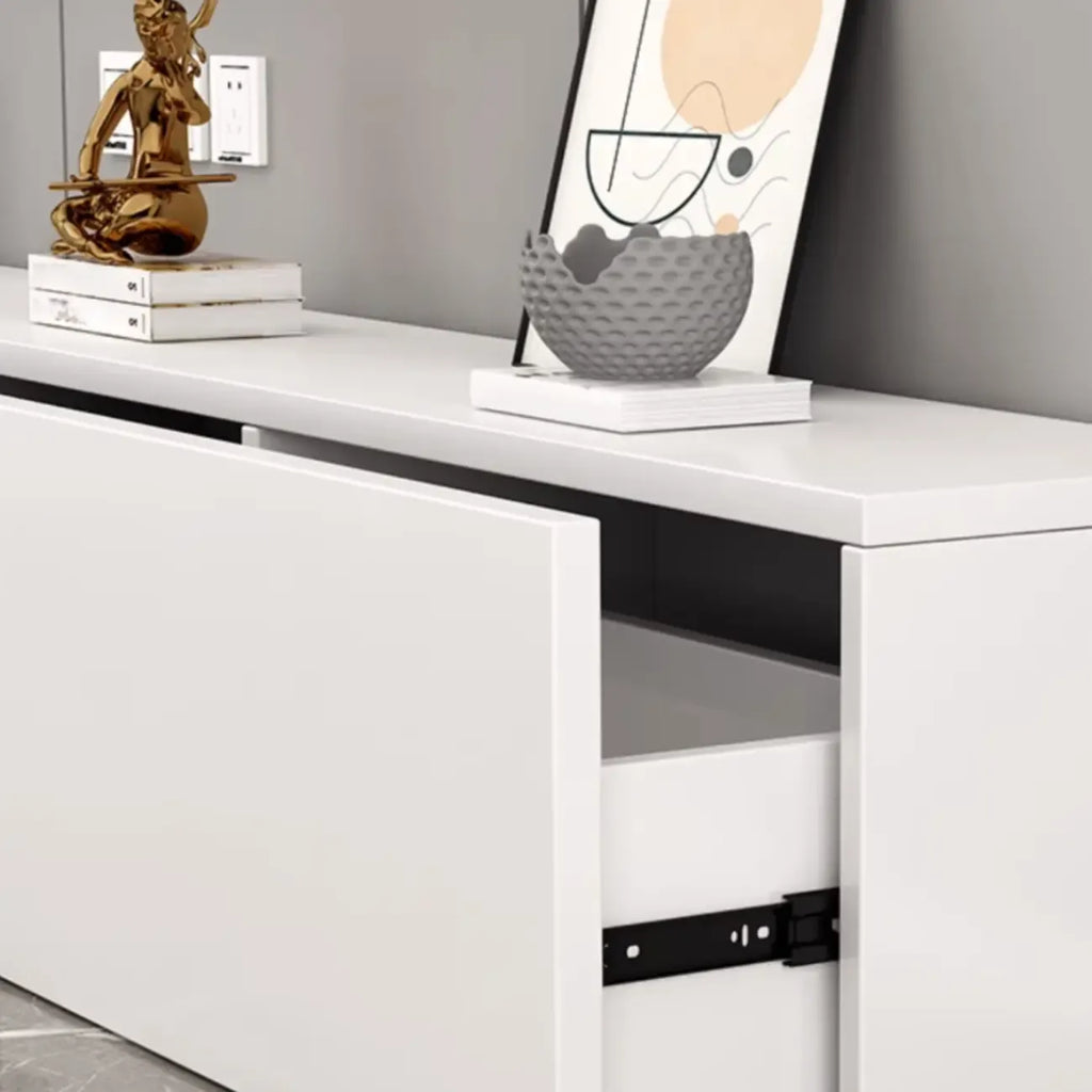 71 Mobile TV rettangolare in legno bianco con contenitore per soggiorno