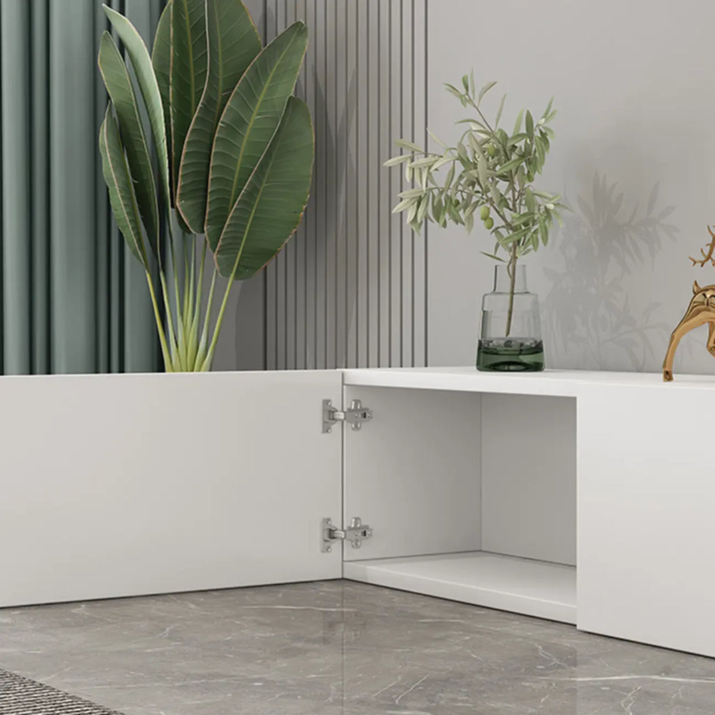 71 Mobile TV rettangolare in legno bianco con contenitore per soggiorno