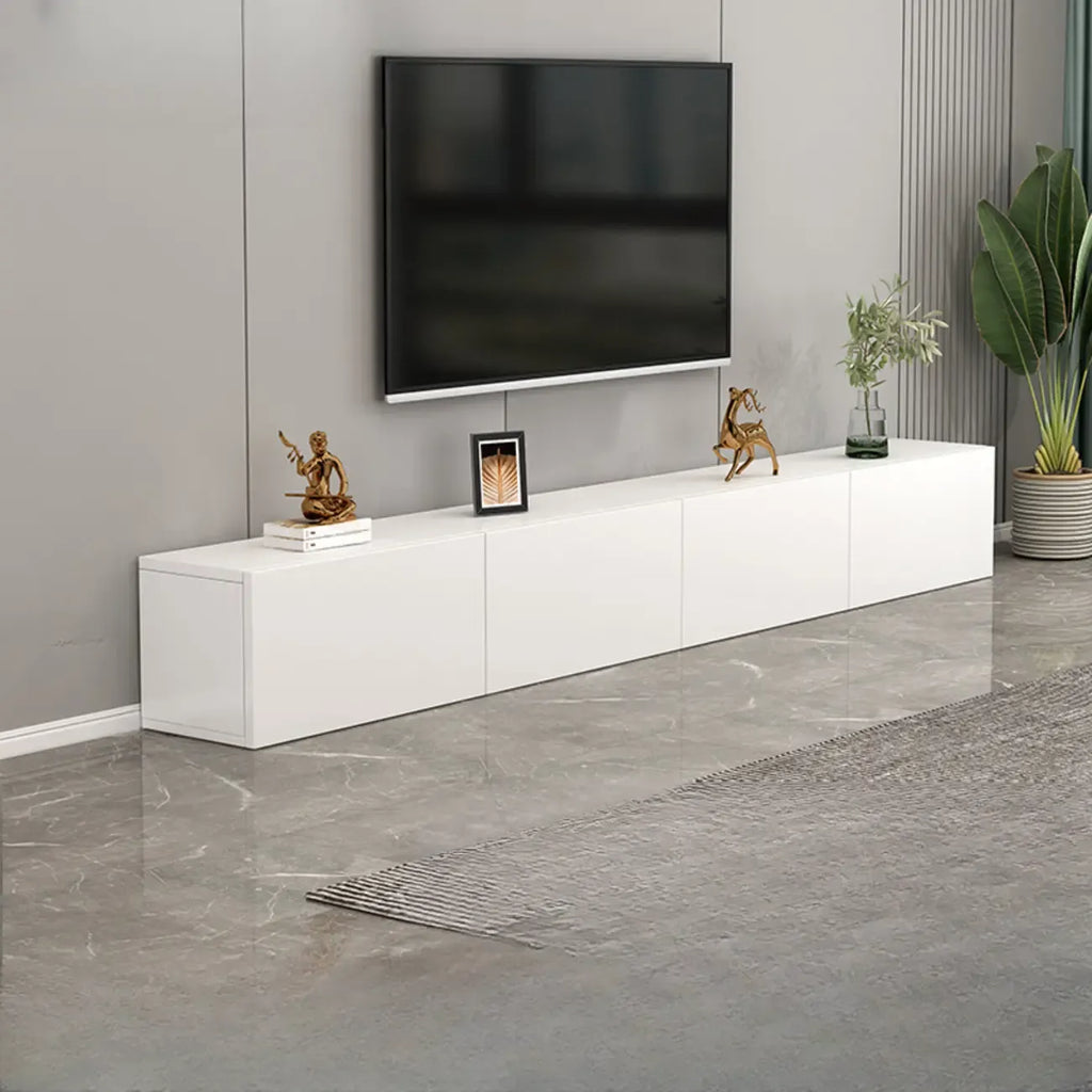 71 Mobile TV rettangolare in legno bianco con contenitore per soggiorno