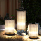 Lampe de poteau cylindrique en verre et métal noir