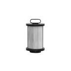 Lampe de poteau cylindrique en verre et métal noir