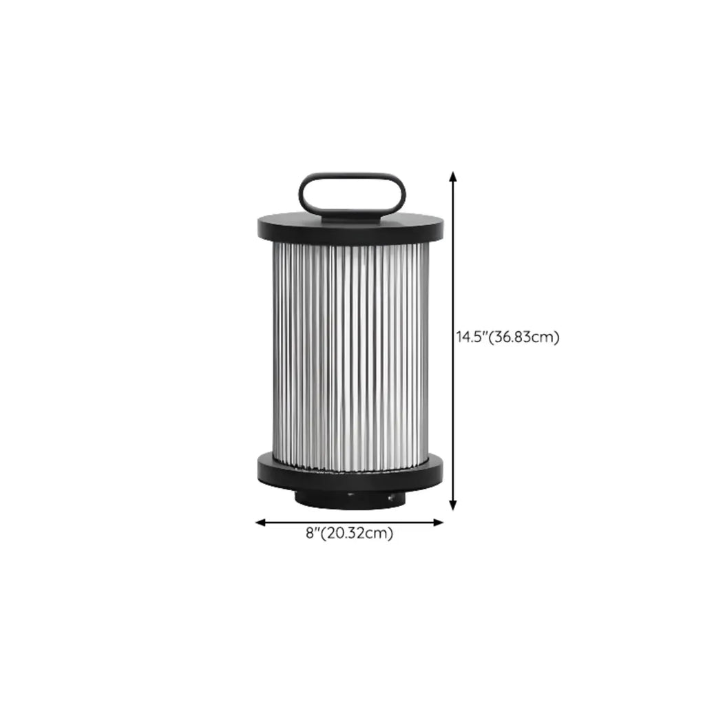 Lampe de poteau cylindrique en verre et métal noir