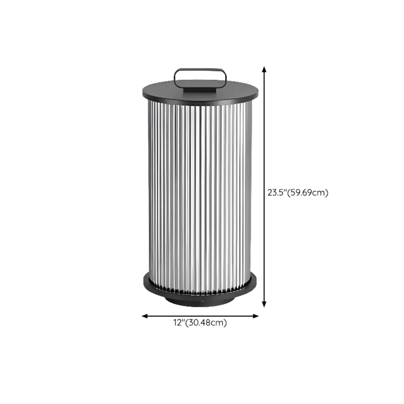 Lampe de poteau cylindrique en verre et métal noir