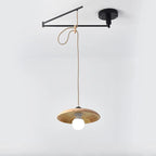 Suspension ronde moderne et flexible en bois massif et métal