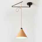 Suspension ronde moderne et flexible en bois massif et métal