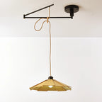 Suspension ronde moderne et flexible en bois massif et métal