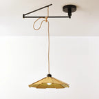 Suspension ronde moderne et flexible en bois massif et métal