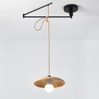 Suspension ronde moderne et flexible en bois massif et métal