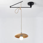 Suspension ronde moderne et flexible en bois massif et métal