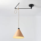 Suspension ronde moderne et flexible en bois massif et métal
