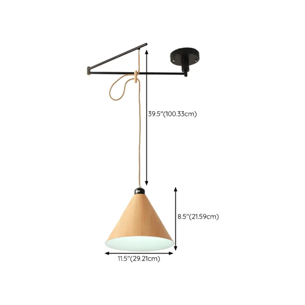 Suspension ronde moderne et flexible en bois massif et métal