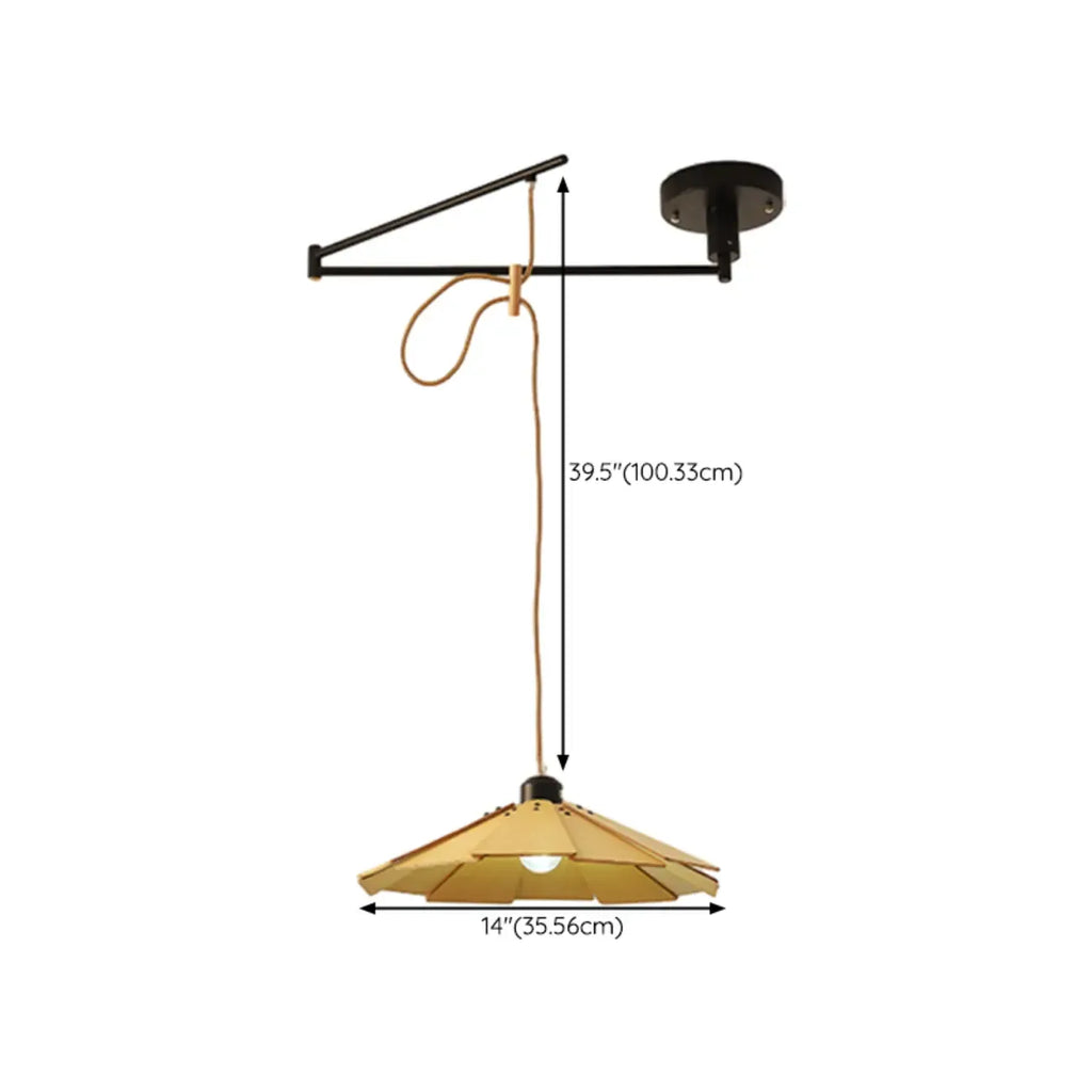 Suspension ronde moderne et flexible en bois massif et métal