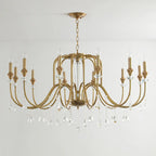 Lustre suspendu en alliage métallique doré à cristaux réglables