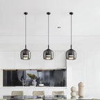 Suspension LED géométrique en métal et verre à intensité variable