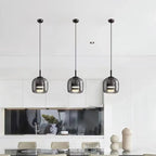 Suspension LED géométrique en métal et verre à intensité variable