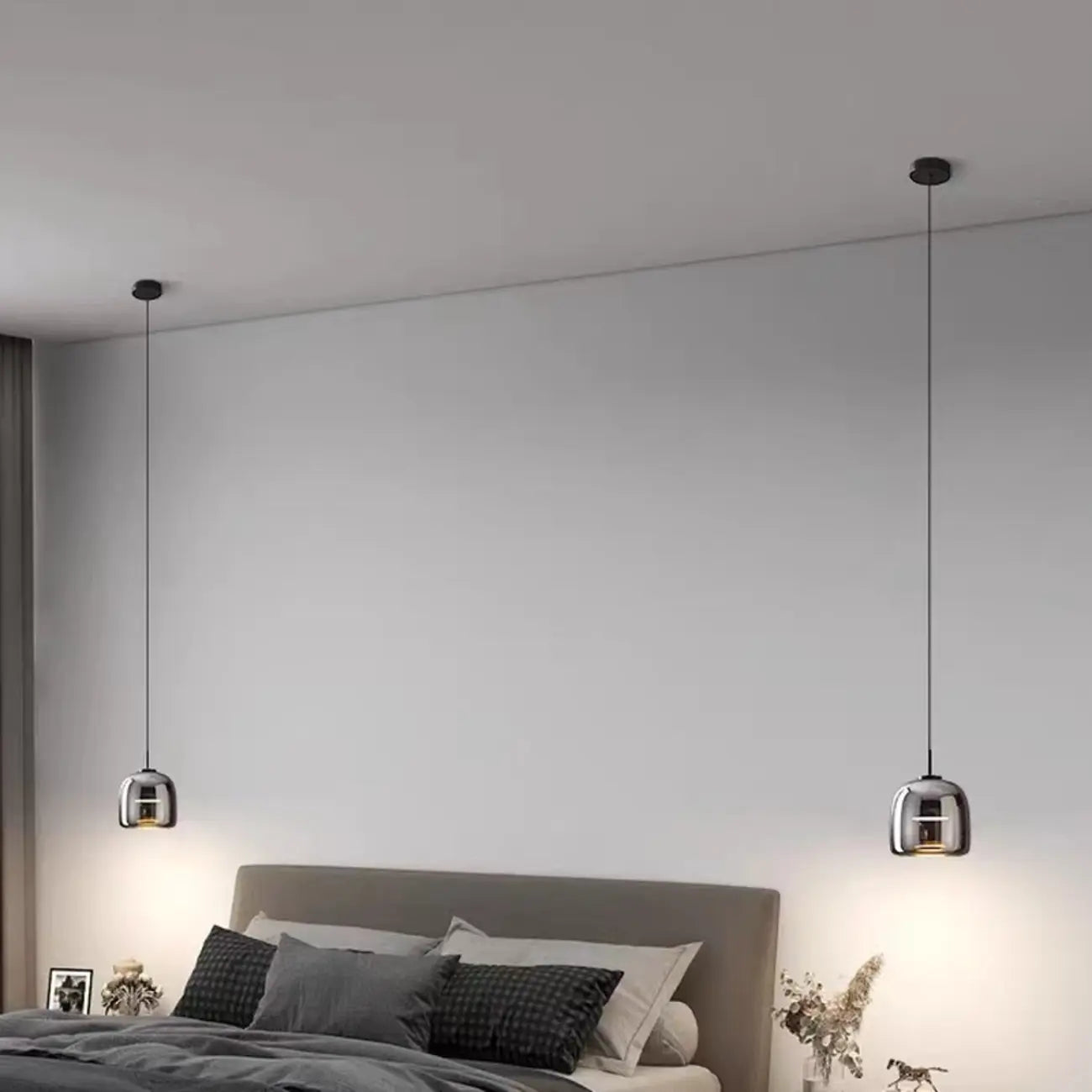 Suspension LED géométrique en métal et verre à intensité variable