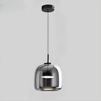 Suspension LED géométrique en métal et verre à intensité variable