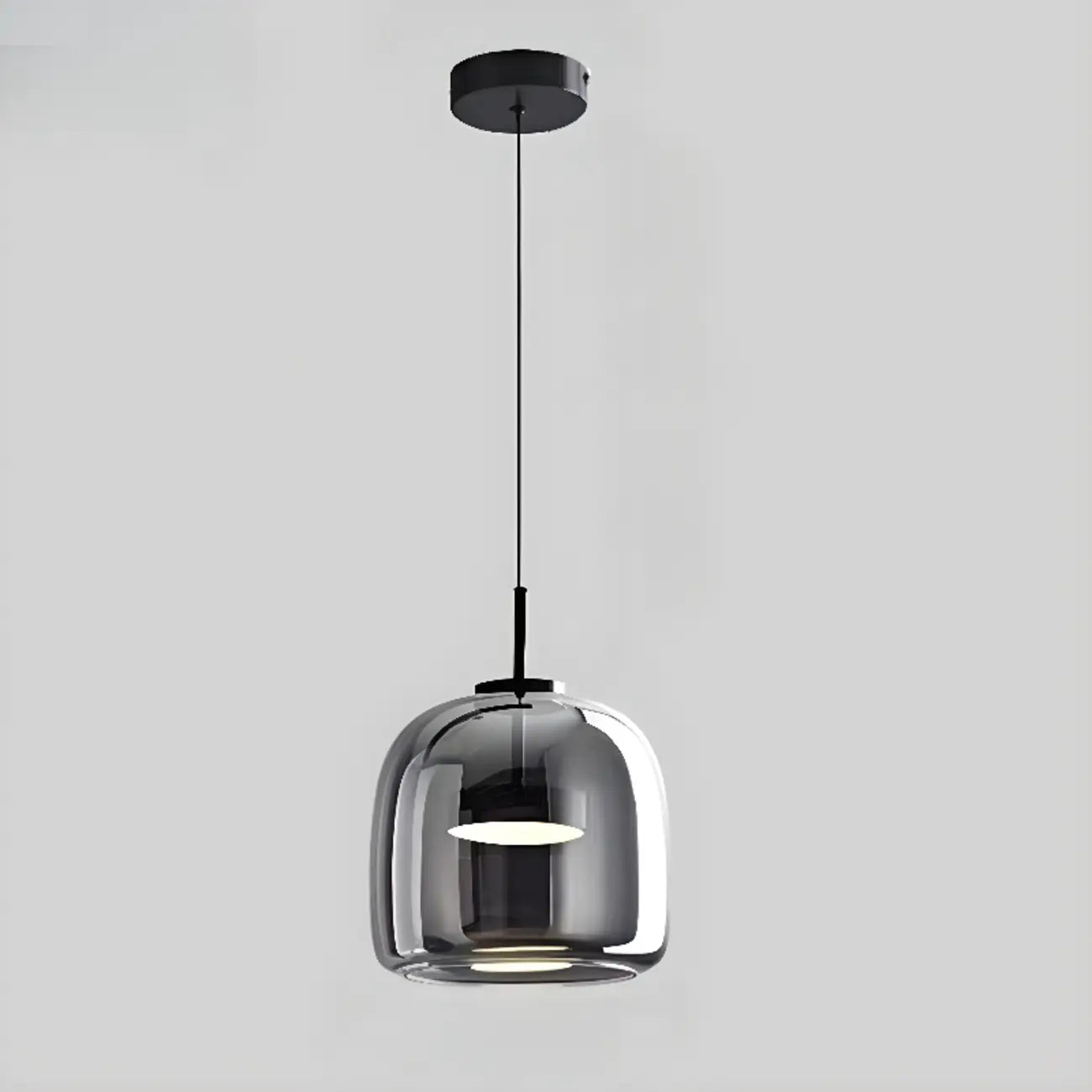 Suspension LED géométrique en métal et verre à intensité variable