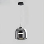 Suspension LED géométrique en métal et verre à intensité variable