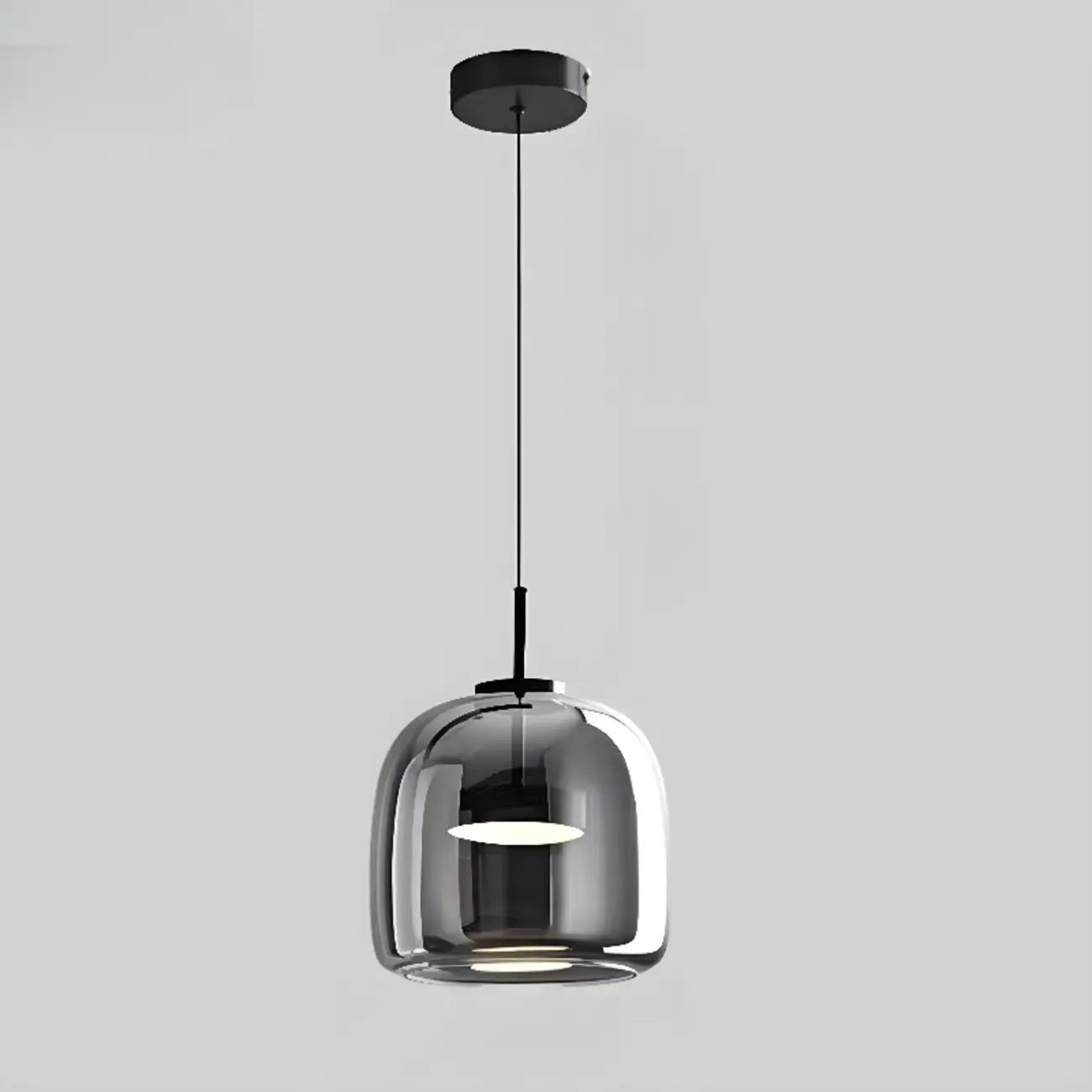 Suspension LED géométrique en métal et verre à intensité variable