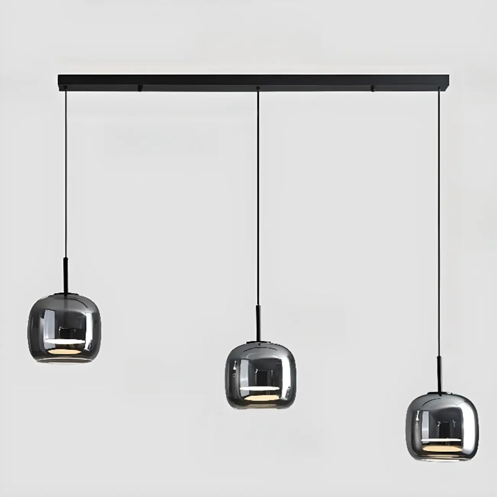 Suspension LED géométrique en métal et verre à intensité variable