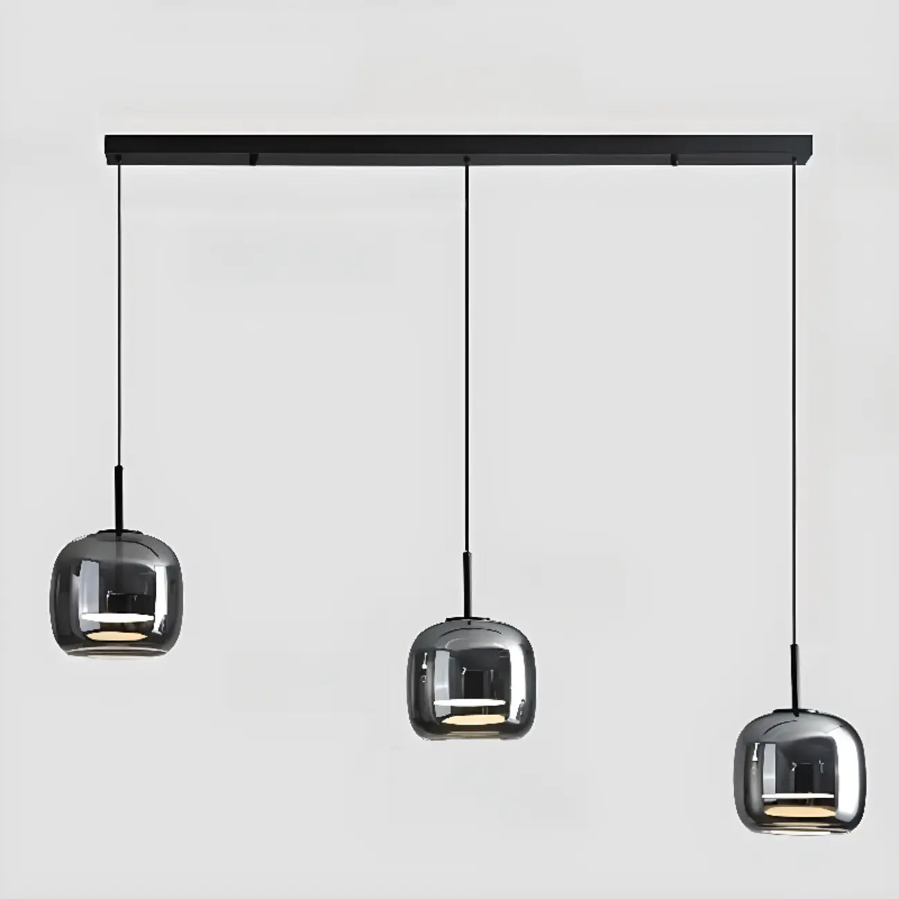 Suspension LED géométrique en métal et verre à intensité variable